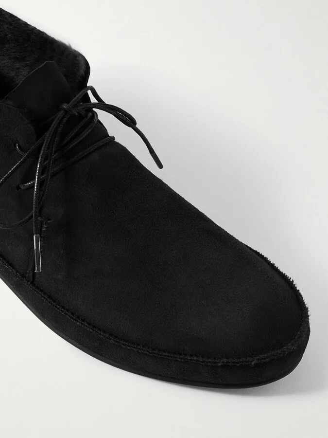 The Row - Tyler Shearling-lined Suede Ankle Boots - Black - Image 4