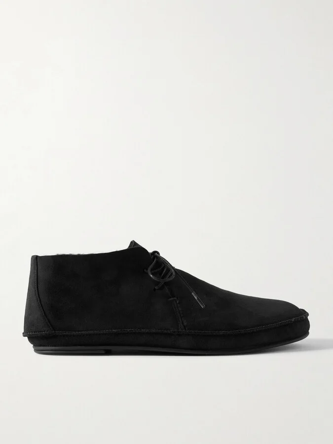 The Row - Tyler Shearling-lined Suede Ankle Boots - Black