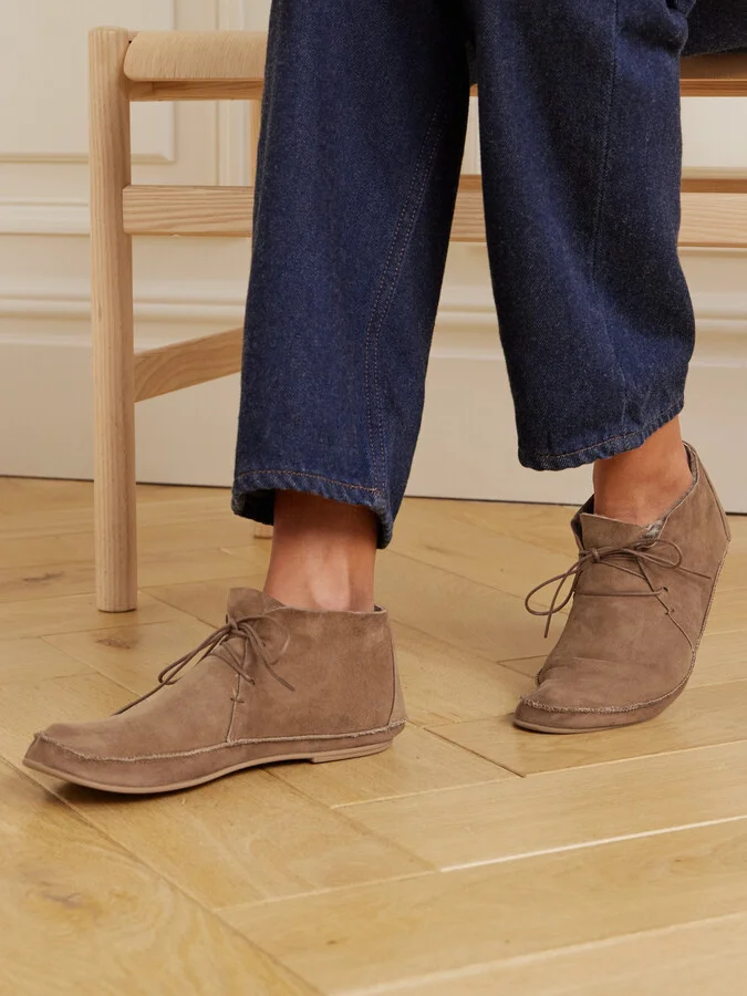 The Row - Tyler Shearling-lined Suede Ankle Boots - Brown - Image 2