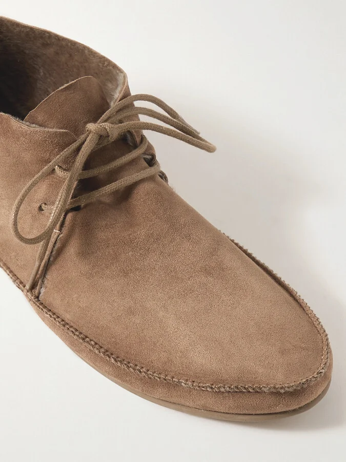 The Row - Tyler Shearling-lined Suede Ankle Boots - Brown - Image 4