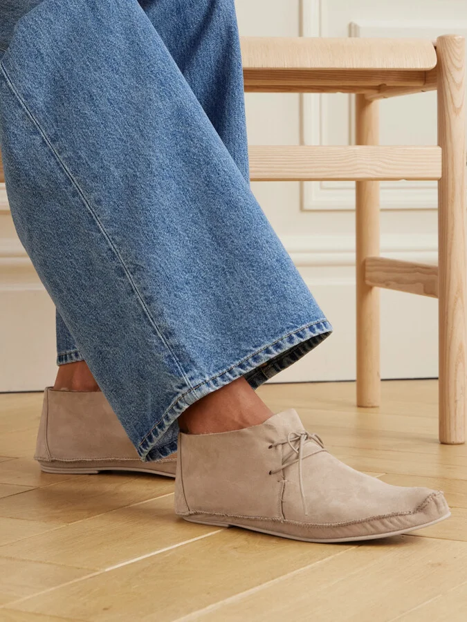 The Row - Tyler Shearling-lined Suede Ankle Boots - Neutrals - Image 2