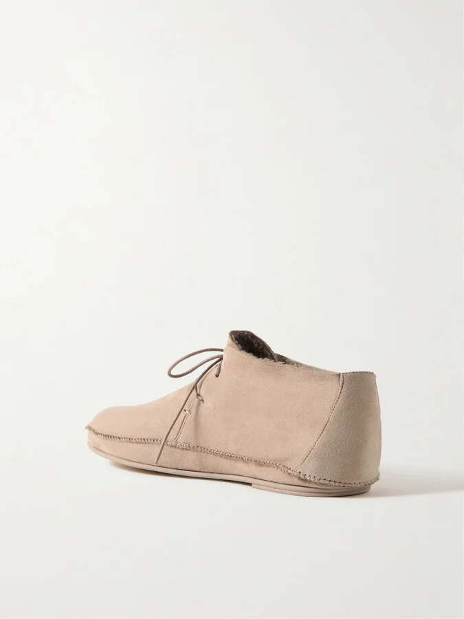 The Row - Tyler Shearling-lined Suede Ankle Boots - Neutrals - Image 3
