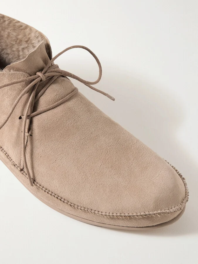 The Row - Tyler Shearling-lined Suede Ankle Boots - Neutrals - Image 4