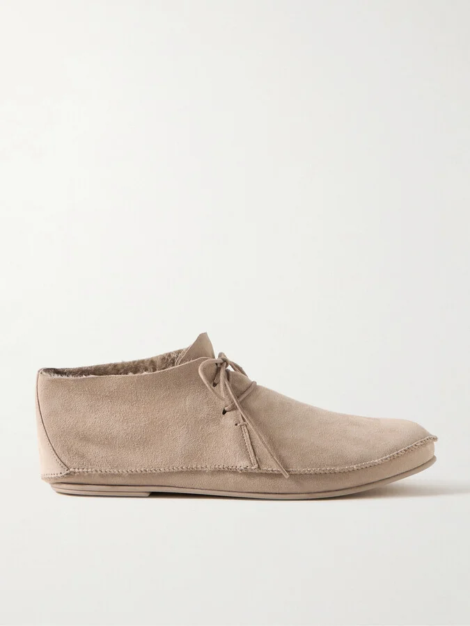 The Row - Tyler Shearling-lined Suede Ankle Boots - Neutrals