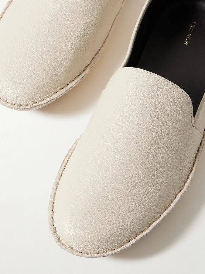 The Row - Vasko Textured-leather Loafers - Ivory - Image 4