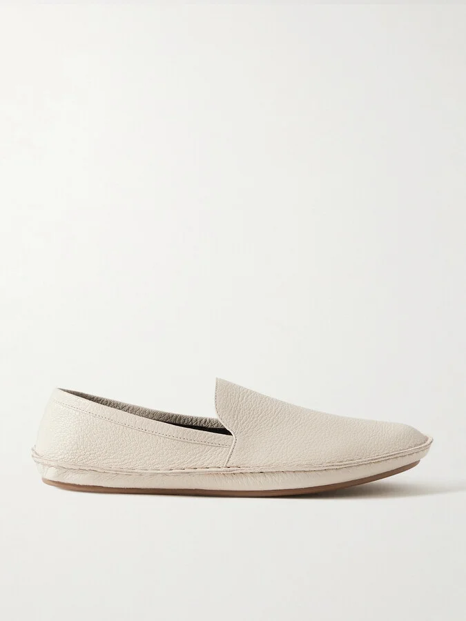 The Row - Vasko Textured-leather Loafers - Ivory