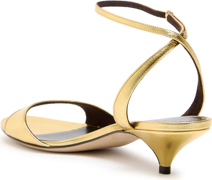 The Row Vika Ankle Strap 35 Metallic Leather Sandals - Image 2