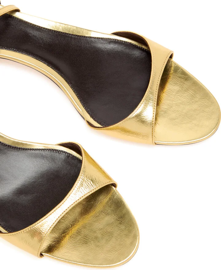 The Row Vika Ankle Strap 35 Metallic Leather Sandals - Image 3