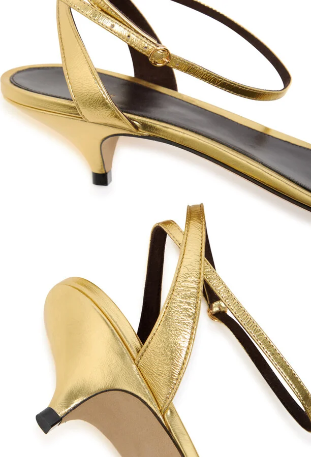 The Row Vika Ankle Strap 35 Metallic Leather Sandals - Image 4