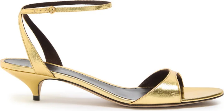 The Row Vika Ankle Strap 35 Metallic Leather Sandals