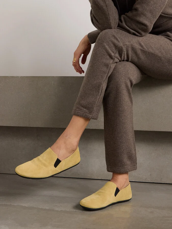 The Row - Vincit Suede Loafers - Yellow - Image 2