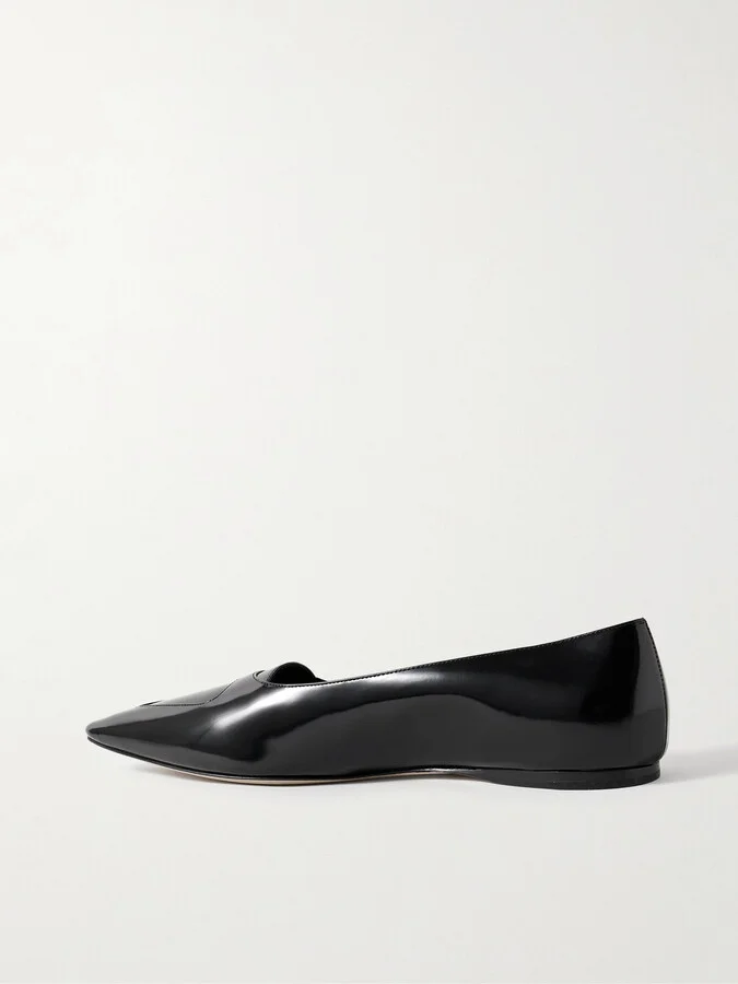 The Row - Viv Glossed-leather Ballet Flats - Black - Image 3