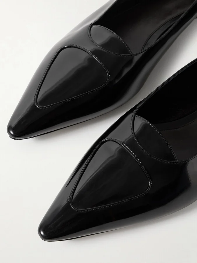 The Row - Viv Glossed-leather Ballet Flats - Black - Image 4