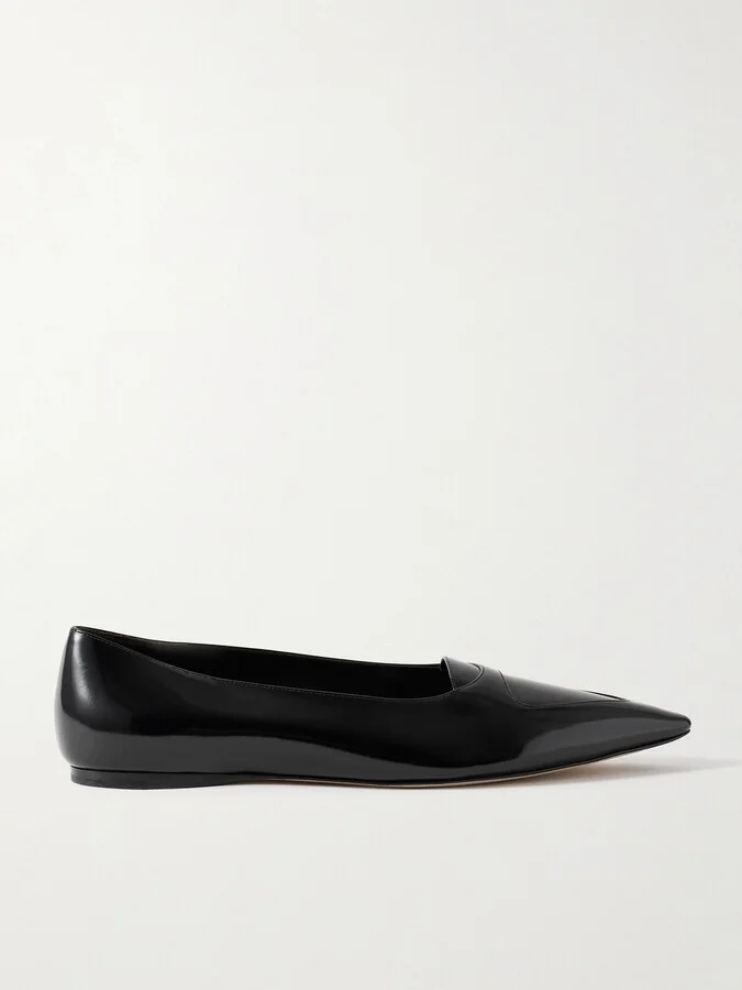 The Row - Viv Glossed-leather Ballet Flats - Black