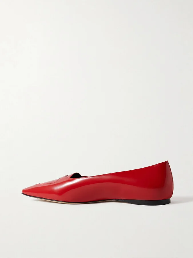The Row - Viv Glossed-leather Ballet Flats - Red - Image 3