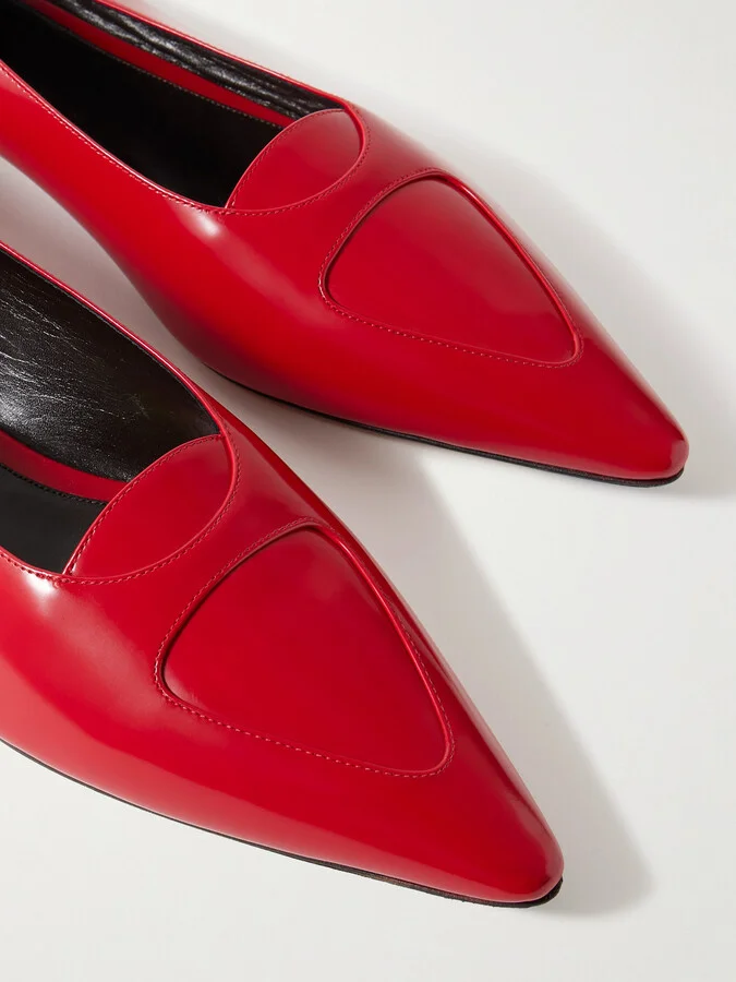 The Row - Viv Glossed-leather Ballet Flats - Red - Image 4