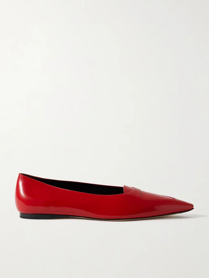 The Row - Viv Glossed-leather Ballet Flats - Red