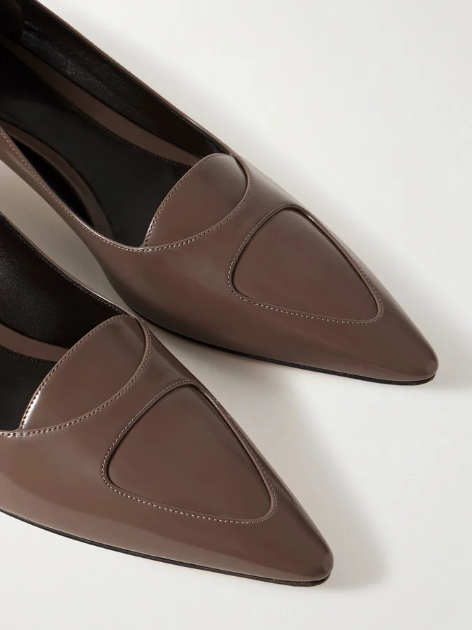 The Row - Viv Glossed-leather Pumps - Brown - Image 4
