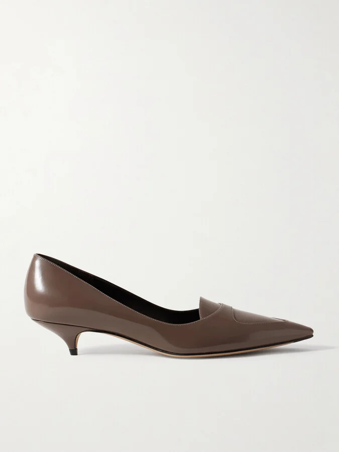 The Row - Viv Glossed-leather Pumps - Brown