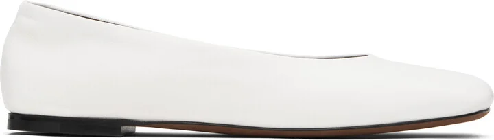 The Row White Square Ballerina Flats