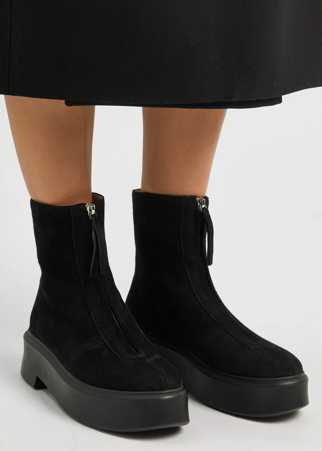 The Row Zipped 1 Suede Ankle Boots - Image 5