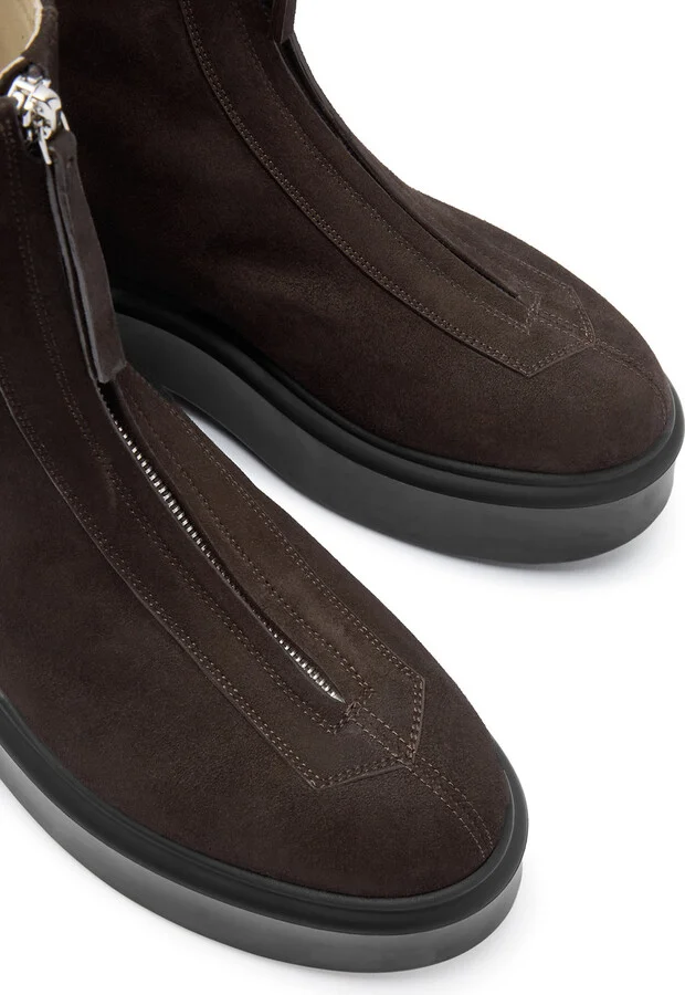 The Row Zipped 1 Suede Ankle Boots - Image 4