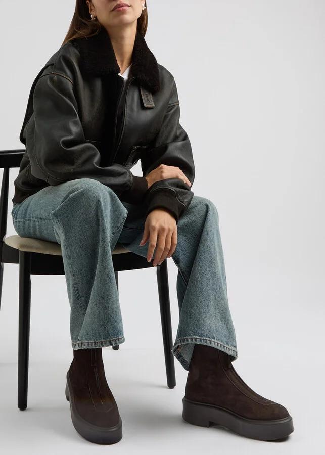 The Row Zipped 1 Suede Ankle Boots - Image 5