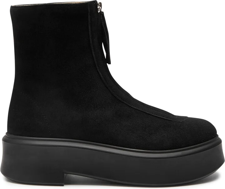 The Row Zipped 1 Suede Ankle Boots