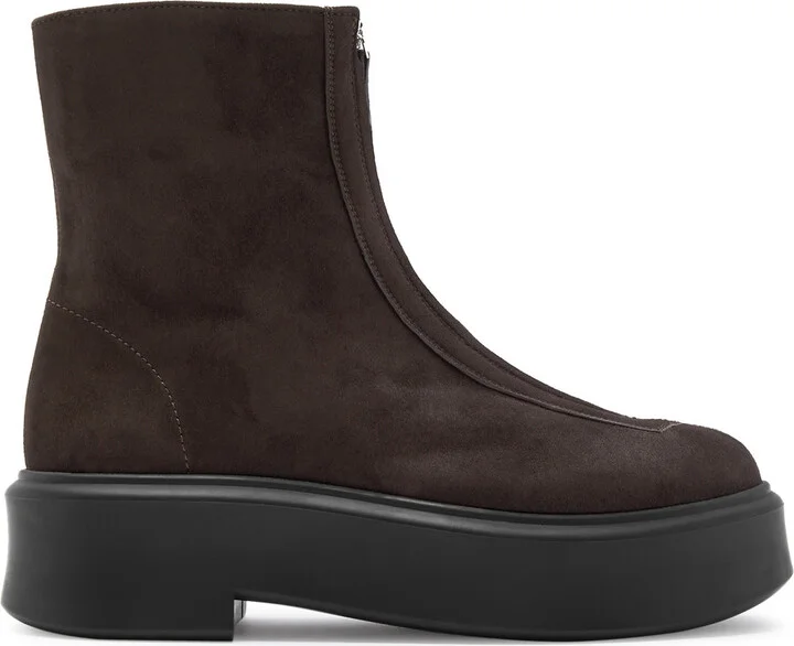 The Row Zipped 1 Suede Ankle Boots