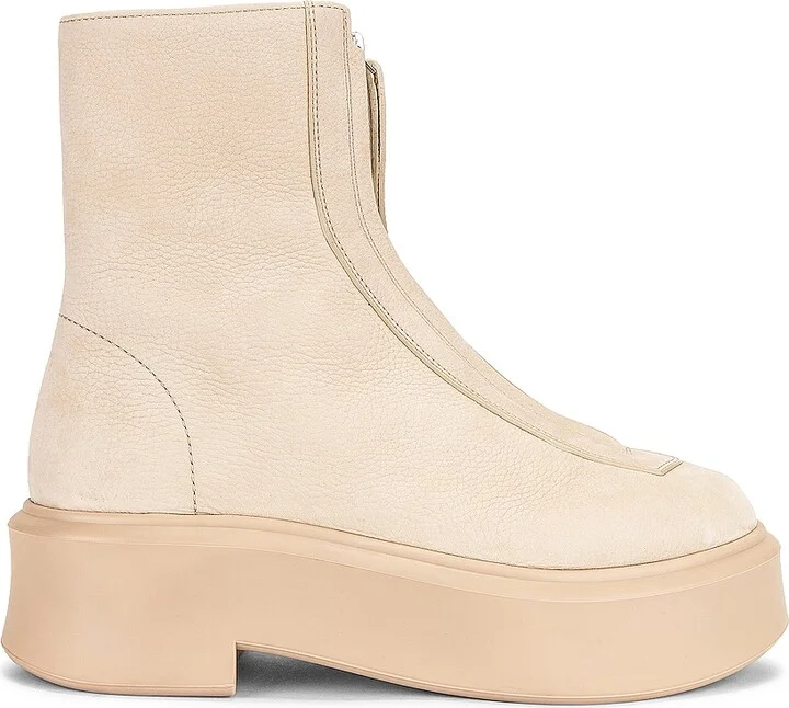 The Row Zipped Booties in Beige