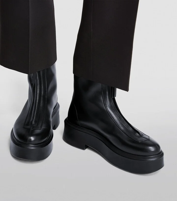 The Row Zipped Leather Ankle Boots 50 - Image 6
