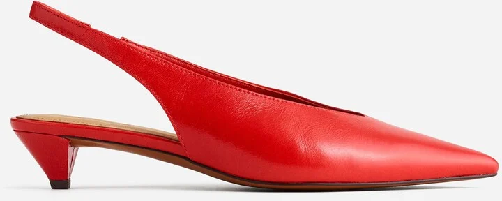 The Simone Kitten-Heel Slingback Pumps in Leather