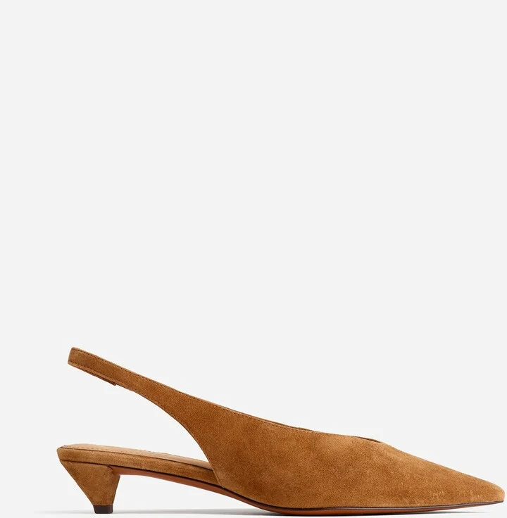 The Simone Kitten-Heel Slingback Pumps in Suede