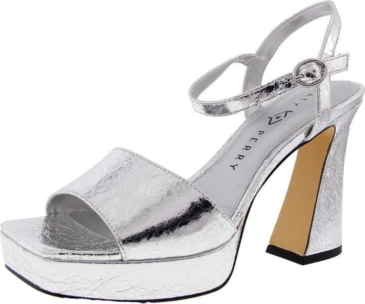 THE SQUARE Womens Metallic Square toe Ankle Strap