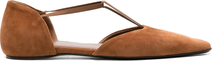 The T-Strap suede ballerina shoes
