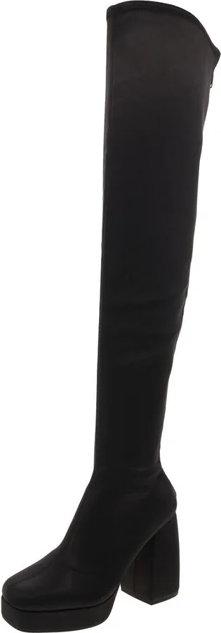 The Uplift Womens Block Heel Satin Over-The-Knee Boots