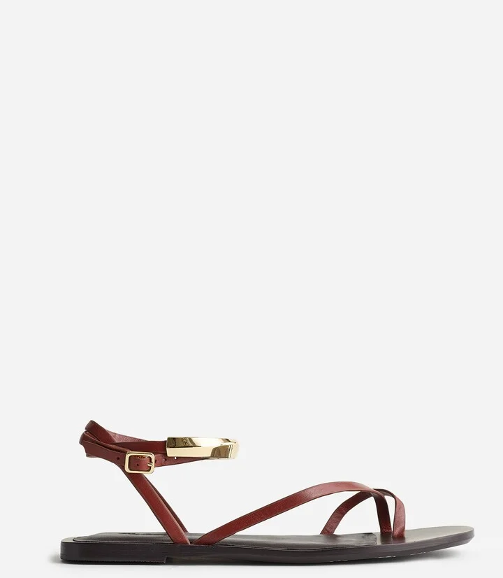 The Vira Bangle Ankle-Wrap Sandal in Leather