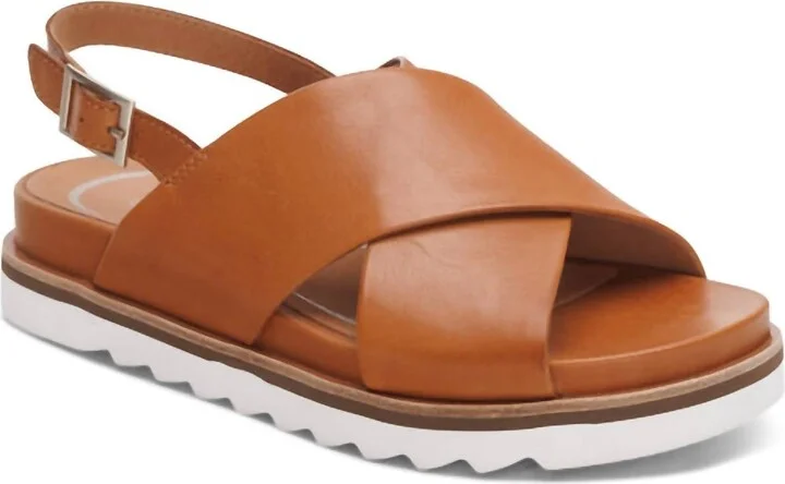 Thea Back Strap Cork Flat Sandal In Ginger