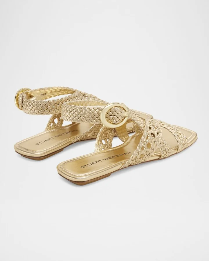 Thea Metallic Braided Slingback Sandals - Image 3
