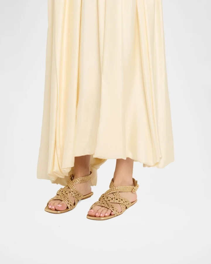 Thea Metallic Braided Slingback Sandals - Image 4