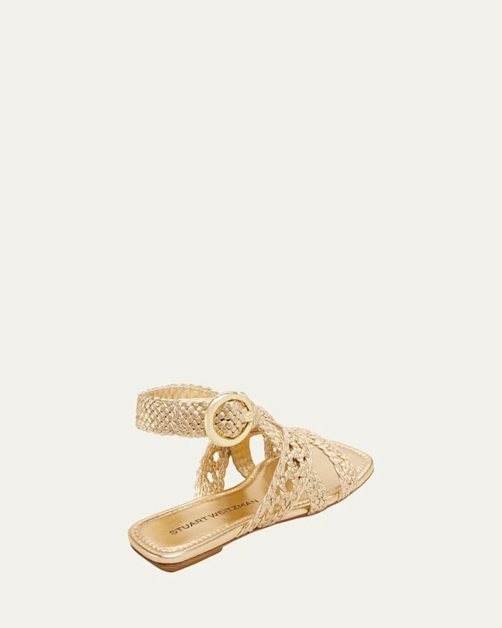 Thea Metallic Braided Slingback Sandals - Image 2