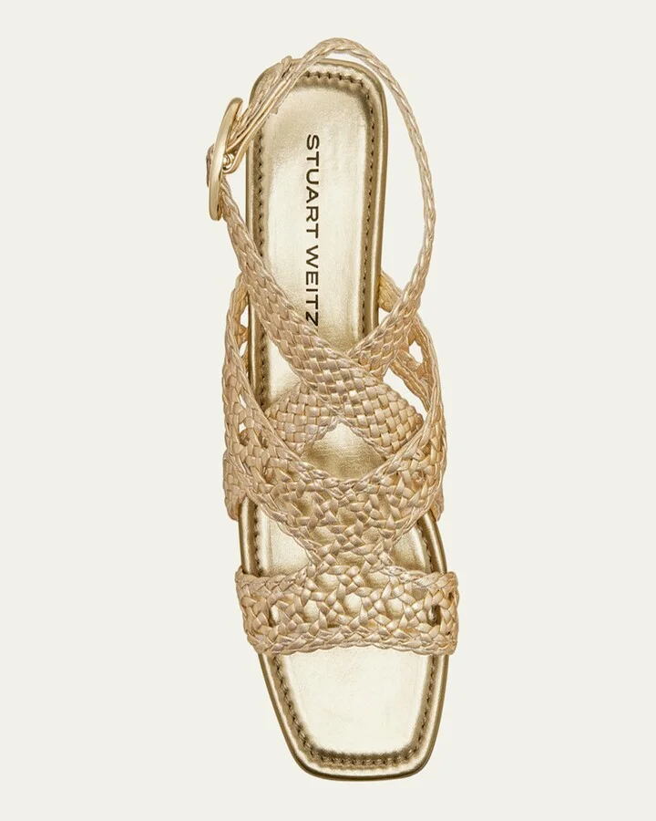 Thea Metallic Braided Slingback Sandals - Image 3