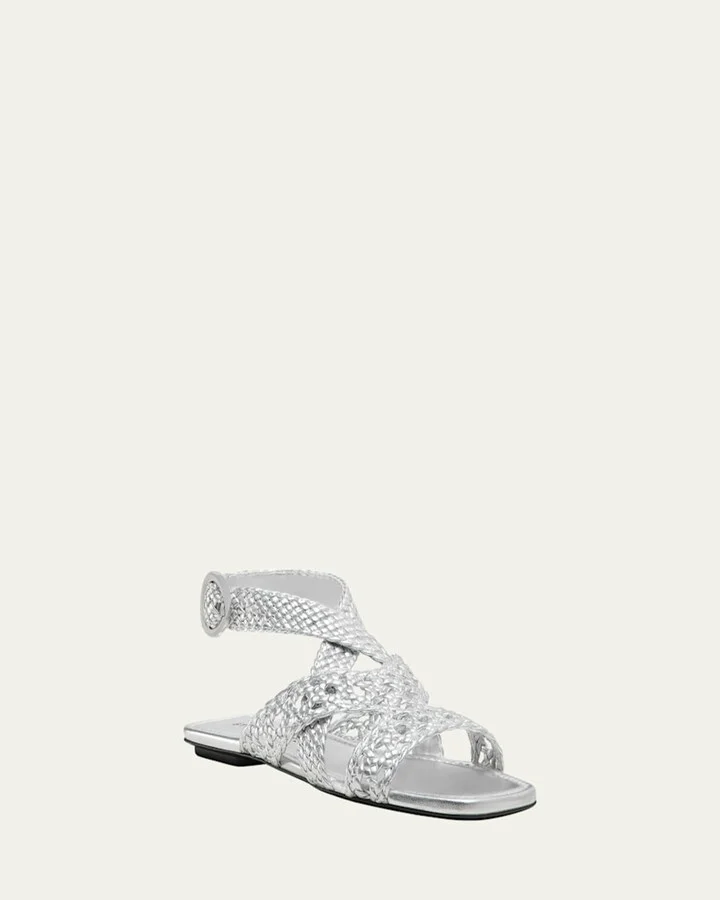 Thea Metallic Braided Slingback Sandals - Image 6