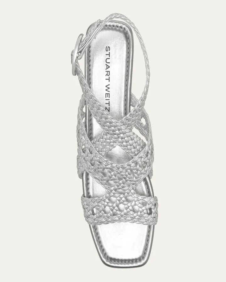 Thea Metallic Braided Slingback Sandals - Image 7