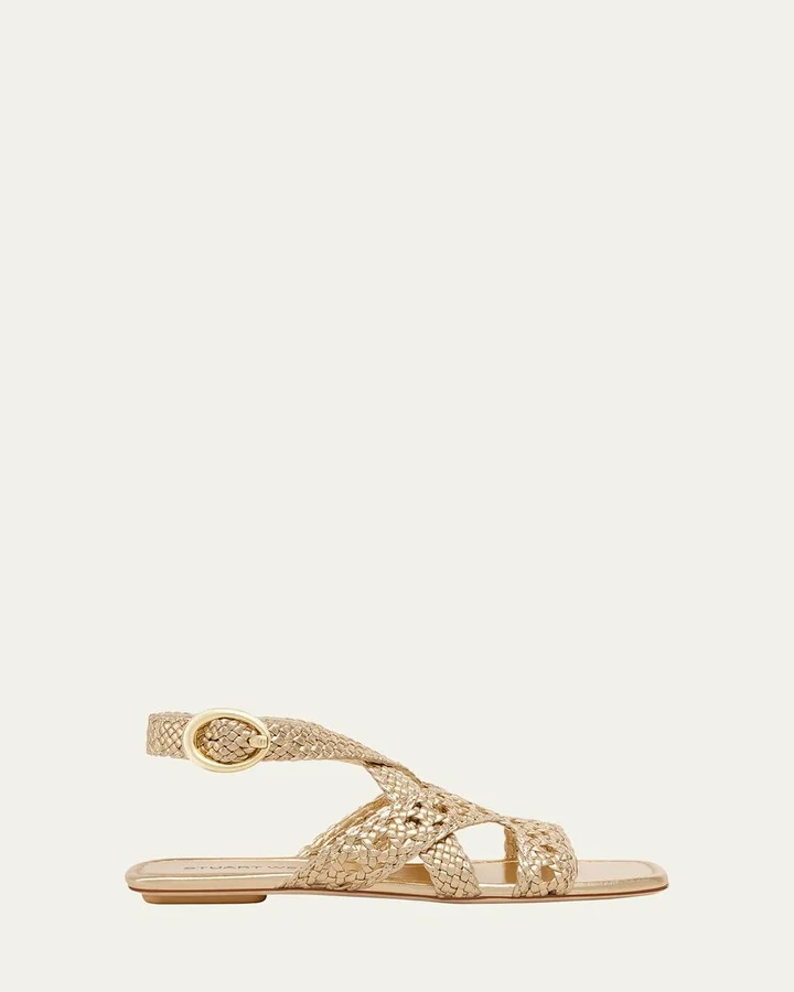 Thea Metallic Braided Slingback Sandals