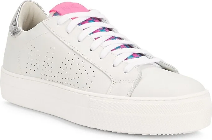 Thea Metallic Heel Tab Perforated Leather Platform Sneakers - Image 2