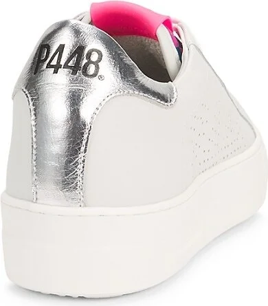 Thea Metallic Heel Tab Perforated Leather Platform Sneakers - Image 3