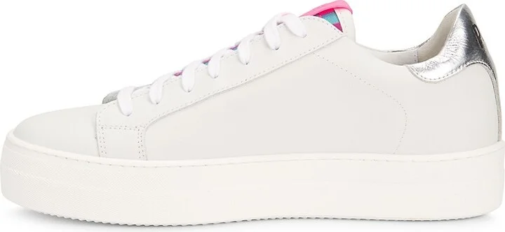 Thea Metallic Heel Tab Perforated Leather Platform Sneakers - Image 4