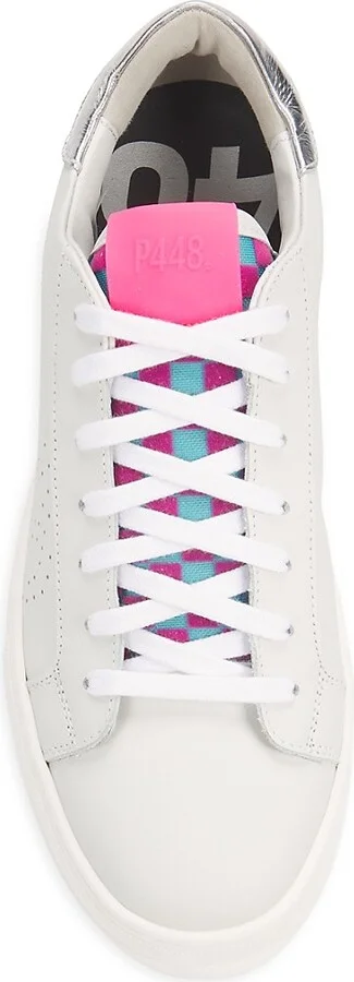 Thea Metallic Heel Tab Perforated Leather Platform Sneakers - Image 5