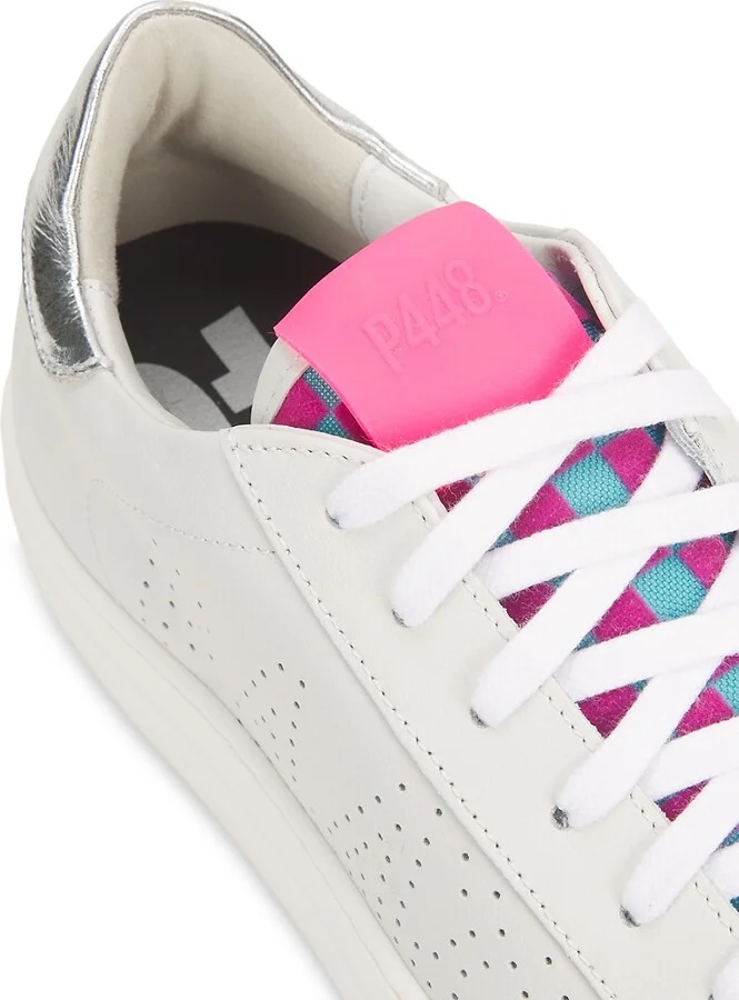 Thea Metallic Heel Tab Perforated Leather Platform Sneakers - Image 6